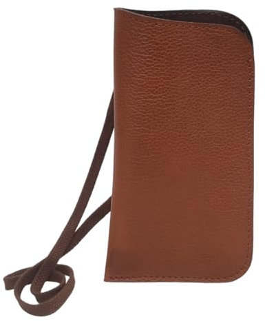 Custodia Occhiali in Pelle di Alta Qualità, Custodia Occhiali Personalizzabile, Custodia per Occhiali Per Uomo e Donna Lavorata a Mano, Portaocchiali Morbido in Cuoio (Cognac)