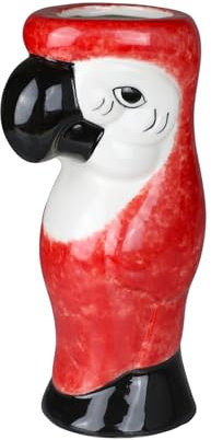bar@drinkstuff Ceramic Parrot Mug 19.4oz / 550ml - Ceramic Hawaiian Cocktail Mug (Red)