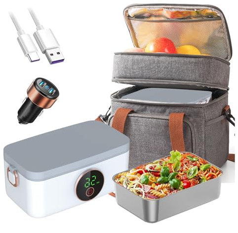 MeLtor Scaldavivande Elettrico Portatile Rechargeable And Cordless, Portapranzo Battery Powered 16000mAh , Scalda Pranzo