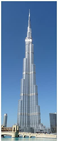 Wallario selbstklebendes Poster - Wolkenkratzer in Dubai, Aufkleber in Premiumqualität, Klebefolie Größe: 50 x 125 cm