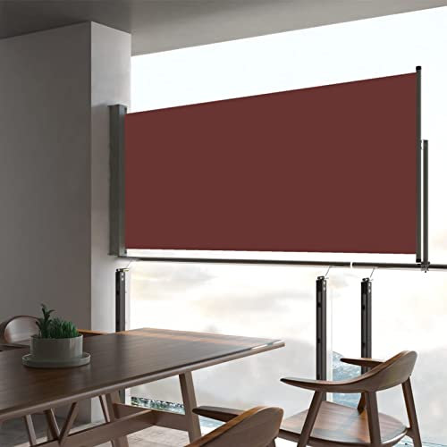 Rantry toldos Exterior, Toldo Lateral Retráctil de Jardín Toldo Lateral Extensible Impermeable Protector Solar y Protección de Privacidad para Balcón Jardín Terraza Marrón 60x300 cm