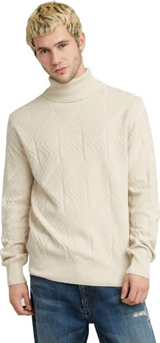 G-Star Homme Zig-zag structure turtle knit, Blanc (whitebait D25110-C259-1603), XS