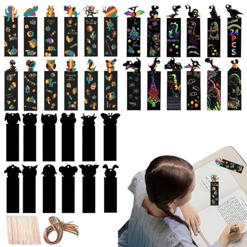 Kratzpapier-Lesezeichen, Kratz-Lesezeichen Für Kinder, 36 Stück Rubbellesezeichen Für Kinder, Mitbringsel Für Leseliebhaber, Studenten-Briefpapier Für Bibliothek, Klassenzimmer, Wohnheim