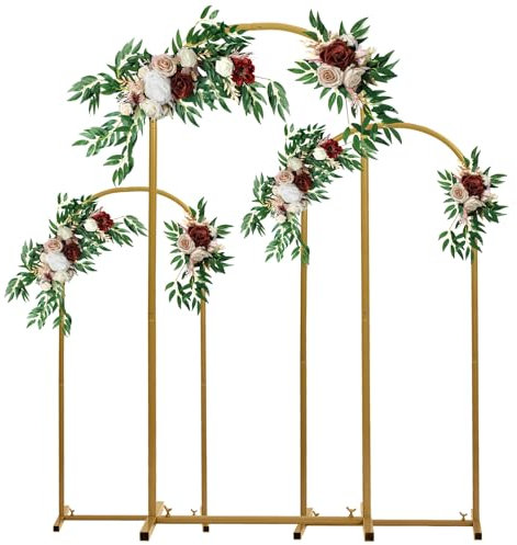 kamulouk Wedding Arch Backdrop Stand, 6FT, 5FT, 4FT Set of 3 Golden Metal Arch Backdrop Stand, Flower Stand Arch Frame for Wedding Ceremony Birthday Party, Garden Floral Balloon Arch Decoration 1 Set