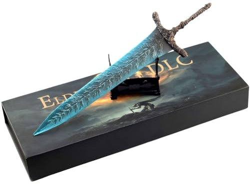 Huadafun Elden Ring Dark Moon Großschwert Gerades Schwert Modell mit Ausstellungsständer Vollmetall 11,8 Zoll Actionfiguren Spielzeugsammlung Geschenke Büro Schreibtisch Dekoration Ornamente