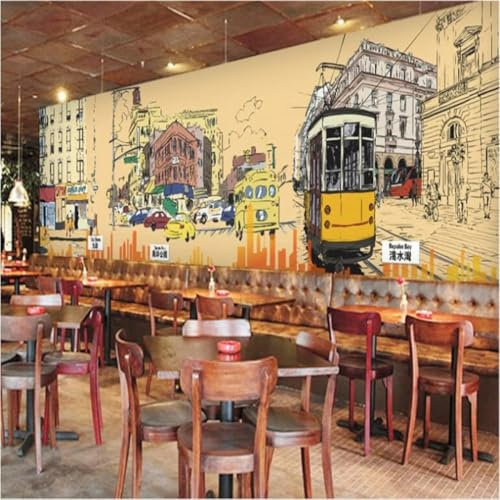3D Straßenszene Fototapete 3D Effekt Farbige Autos Wandbild Tapete 3D Effekt Dekoration Tapete Wohnzimmer Für Schlafzimmer 150x105cm