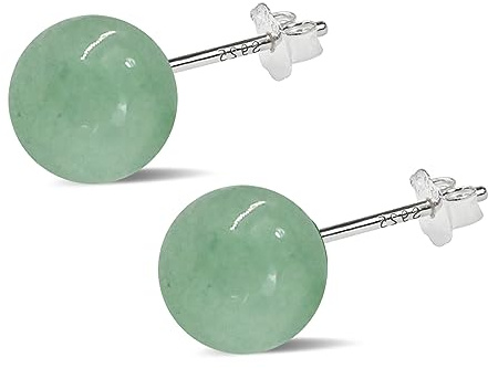 925 Silber Kleine Jade Ohrstecker für Damen, Natürlicher Jade Schmuck Edelstein Ohrringe, Geschenk für Geburtstag Jahrestag