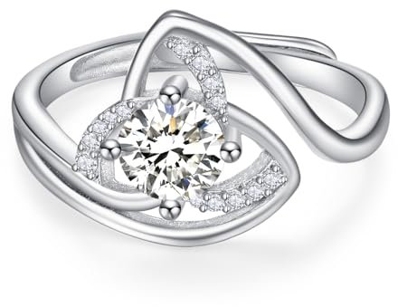 KINGWHYTE Keltischer Knoten Ring für Frauen 925 Sterling Silber Triquetra Trinity Ringe Cubic Zirkonia Versprechen Verlobungsring Keltischer Schmuck Hochzeitsgeschenke für ihre Frau Verlobte