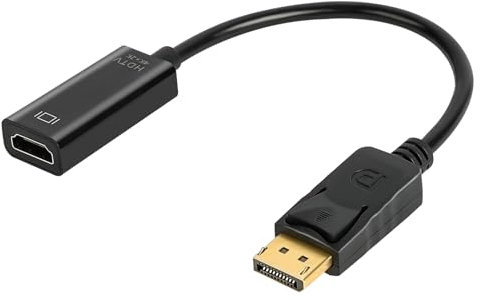 AXFEE 1 Pieza Adaptador Displayport a HDMI, 4K Cable Displayport a Hdmi, DP (Puerto de Pantalla) Convertidor Macho a Hdmi Hembra, Compatible para Lenovo, DELL, HP, PC, proyector, TV, Negro