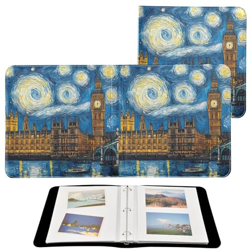 Starry Night London Fotoalbum, selbstklebend, PU-Leder, Scrapbook, Alben für 4 x 6, 5 x 7, 6 x 8, Bilder, DIY-Album, 20 Seiten
