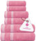Casa Copenhagen Solitaire-Handtuchset, entworfen in Dänemark, 600 g/m², Hotel & Spa, Küche & Bad, ägyptische Baumwolle, 6-teiliges Set mit 2 Badetüchern, 2 Handtüchern, 2 Waschlappen – Rosa