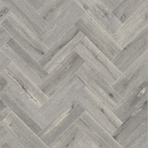 VINYL FLOORING UK 109M Mayfair Grey Wood Effect Anti-Slip Vinyl Flooring For Kitchen, Bathroom, 2.3mm Thick Foam Backed Vinyl Sheet-1m(3'3) X 2m(6'6)-2m²