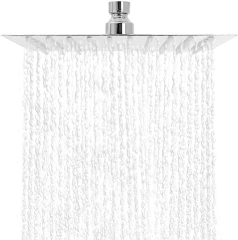 QWORK® 20CM Rociador para Ducha Cuadrado de Acero Inoxidable con Ajuste de Ángulo - Accesorios estándar, fácil de reemplazar
