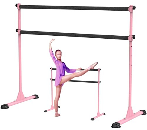 Lifeswell Barra da Ballo Regolabile in Altezza, 1,5 m, Resistente, autoportante, con Barra Trasversale Rivestita in Tessuto, Antiscivolo, Robusta, per Bambini e Adulti, Ideale per casa, Balletto