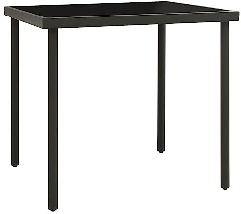 Lauuoeriau Furniture Item Home Outdoor Esstisch Anthrazit 80x80x72cm Glas und Stahl-Möbel