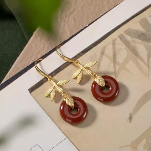 Rote Jade Donut Ohrringe Frauen 925 Silber Naturschmuck