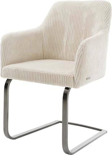 DELIFE Schwingstuhl Greg-Flex Freischwinger flach Graphit Cord Beige Taschenfederkern