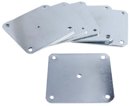 Ausi 6 Pack Flat Mounting Plates, 80 X 80mm Heavy Duty Furniture Shelf Fixing Bracket Straight Support Brace for Sofa Couches Chair Seats (5 Holes)