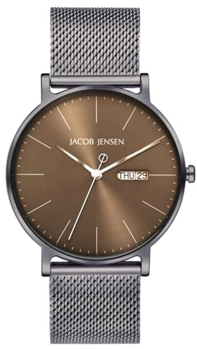 Jacob Jensen Herren-Quarzuhr Titan mit Meshband Mokka 168