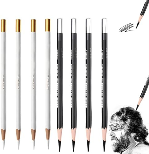 XLTXWD 8Pcs Charcoal Pencils for Artists, Professional-Grade Sketching Pencils for Drawing, Shading, Blending and Highlighting, Great for Artists of All Levels, Beginners, Teenagers and Children