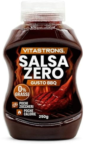 VITASTRONG SALSA BBQ ZERO (250g) | 0% Grassi, Pochi Zuccheri e Calorie | Gusto Barbecue Intenso e Affumicato | Condimento Light per Griglia, Carni e Dieta
