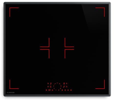 Klarstein RedFlame Induktionskochfeld 60 cm - 4-Zonen, 7000W Boost, Touch-Slider, Timer, Kindersicherung, Restwärmeanzeige, Ceranfeld Induktion, Überhitzungsschutz