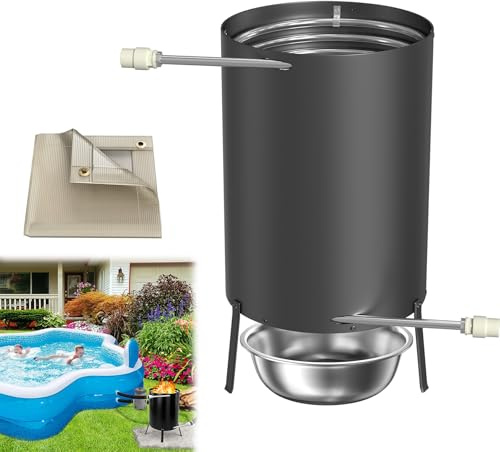 Froadp Lot de 2 chauffages de piscine avec feu - En acier inoxydable - Avec spirale chauffante et raccord de 32/38 mm - Pour piscine et piscine hors-sol - Noir