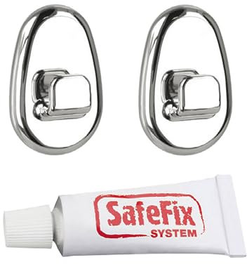 Metaltex serie Orbit - Set 2 ganci cromati SAFE-FIX + colla - (403740)