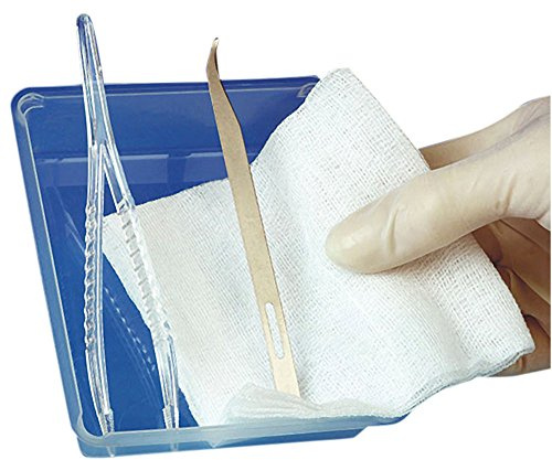 Fadenzieh-Set steril, Fadenmesser, Einwegpinzette, Auffangschale, Mullkompresse Kosmetex 4-teilig, steril verpackt (5 Pack)