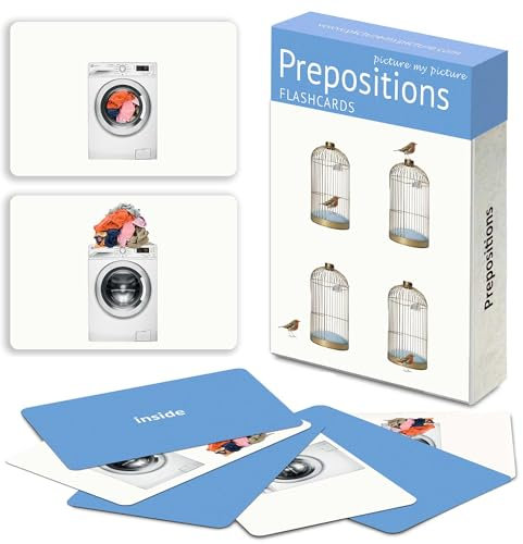 Picture My Picture Prepositions Flash Card Set – Speech Therapy Tool for Vocabulary, Communication & Thinking, Scratch-Resistant with Activity Guide, Suitable for Education, ESL & ABA – Set of 40