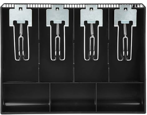 Kassenschublade Einsätze 4 Geldscheinfächer 3 Münzfächer ABS Cash Tray für Geldlagerung Schwarz Weiß Pink mit Münzzählbrett Metallklammer