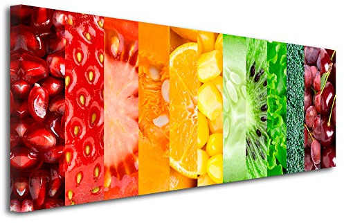 Declina, Wanddekoration, Küche, bedrucktes Bild, dekoratives Bild für Obst und Gemüse, 80 x 30 cm, Mehrfarbig, Leinen, Mehrfarbig, 80x30 cm