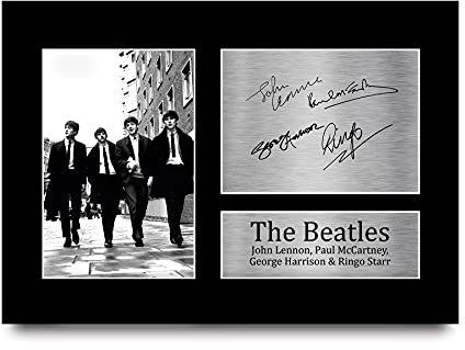 HWC Trading The Beatles A4 Sin Marco Regalo De Visualización De Fotos De Impresión De Imagen Impresa Autógrafo Firmado Por Aficionados A La Música