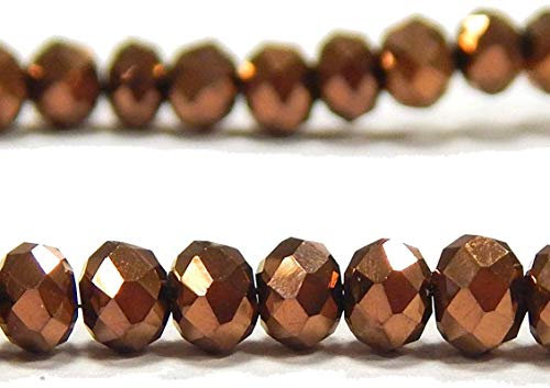 Perles de verre tchèque, en cristal CZ de Bohême, rondes, à facettes, 4/6/8/10 mm, couleur au choix : or métallisé, 4 x 3 mm