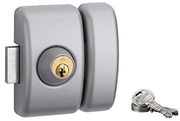 THIRARD - Verrou double entrée Universel pour porte d'entrée, cylindre 45mm, acier, 3 clés, epoxy argent