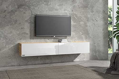 Wuun® TV Lowboard I 100cm-280cmI TV Board hängend Hängeschrank Wohnwand/Somero/Eiche