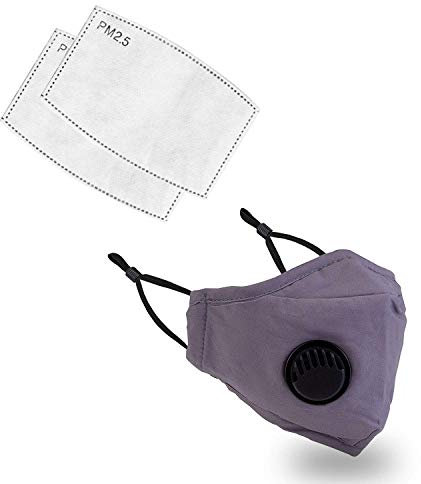 Gesichtsmaske Waschbar Wiederverwendbar Gesichtsmaske Filter Atemschutzmaske Gesicht Abdeckung Baumwolle Gesichtsmaske Schutz Vor Verschmutzung - grau, with Filter