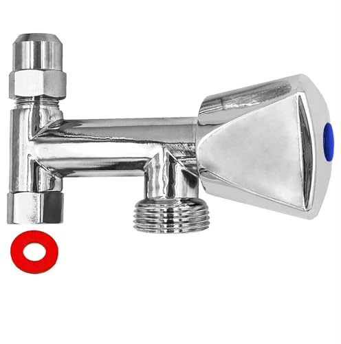 MegaHaustechnik Doppel-Eckventil Eckfix Zusatz-Geräteventil Haubengriff, Rückflußverhinderer, 3/8“ Mutter mit Dichtung für vorhandenes Eckventil + Abgang 3/4 Zoll Außengewinde AG Wasch.- Spülmaschine