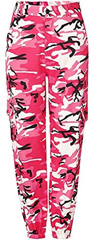 Pantalon cargo pour femme - Pour le sport, le yoga, le jogging - Camouflage, Rose 02, 42-44
