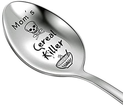 LEVLO Mom's Cereal Killer Spoon / Ice Cream Shovel / Peanut Butter Spoon - Stainless Steel, Funny, 17.1cm x 3.5cm, 1 Piece