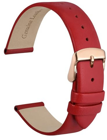 WOCCI 20mm Bracelet de Montre élégant pour Femme avec Boucle en Or Rose (Rouge)