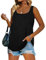iChunhua Summer Long Vest Tank Tops for Women Square Neck Sleeveless T Shirt Black Large