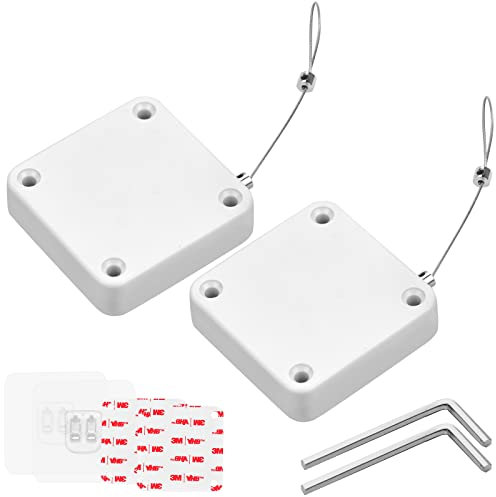 iRenXiao 2 Pcs Ferme Porte Automatique, Ferme-Porte Sans Perçage Fermeture Porte à Ressort Coulissant avec Cordon de Serrage Ferme-porte Automatique pour Différents Types de Portes