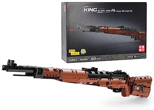AKOGD Gewehr 98K Bausteine Bausatz, 1025 Teile Gewehr Bausteine Modell mit Schussfunktion, Klemmbausteine Bausteine Waffen-Gewehr Konstruktion Bauset