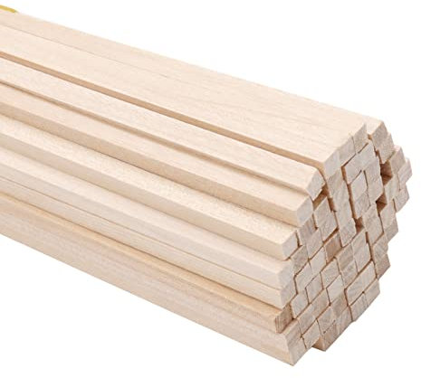 DOITEM Lot de 60 stylos carrés en bois dur pour bricolage et bricolage (200 mm)
