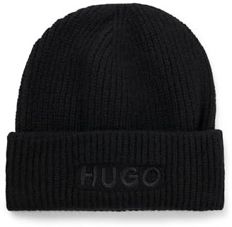 HUGO Damen Social_hat Beanie, Black1, Einheitsgröße EU