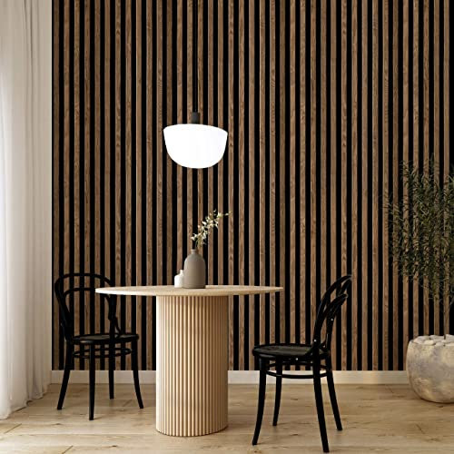 Muralo - 3D Tapete Holzoptik - Vliestapete - Fototapete 3d Effekt - Tapete für Wohnzimmer Schlafzimmer Wandtapete - Holz Imitation Muster Lamelle - Wandpaneelen Imitation [53 x 300 cm]