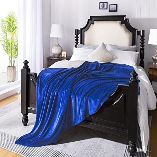 JIAHANNHA Flanell-Fleecedecke, Queen-Size-Größe, Königsblau, 228 x 228 cm, Decken für Couch, Sofa, Bett, 280 g/m², superweicher Plüsch, gemütlich und luxuriös, warme Bettdecke für alle Jahreszeiten