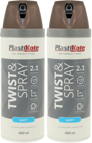 Plasti-Kote 22113 400ml Premium Spray Paint Satin - Chocolate Brown, 400 ml (Pack of 2)