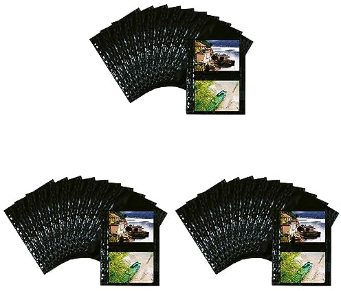 HERMA 7787 Fotophan Fotosichthüllen schwarz (13 x 18 cm quer, 10 Hüllen, Folie) mit Eurolochung für Ordner und Ringbücher, beidseitig bestückbare Fotohüllen (Packung mit 3)